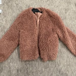 Faux fur pink coat size large